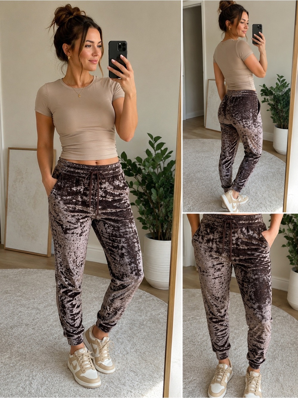 Lululemon Crushed Velvet Jogger Pants Brown Size 8